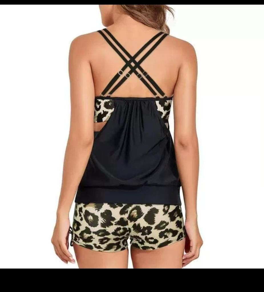 Modern European & American Women's Two-Piece Tankini Set - Conservative Style