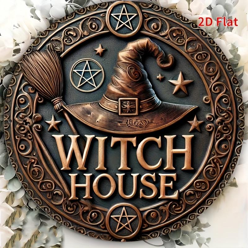 Vintage Witch House Rundes Aluminiumschild