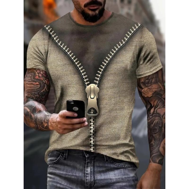 Fashion Men s Crew Neck Short Sleeve 3D Color Printing Summer New Crew Neck T-Shirt XS