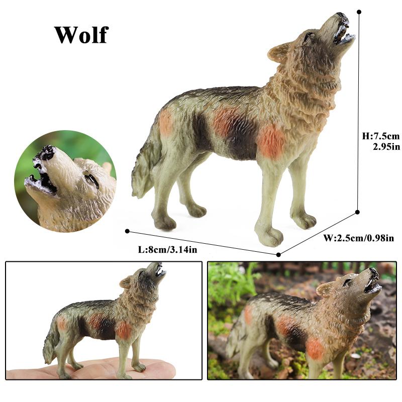 Oenux Wildtier Tiere Kleiner Grauer Wolf Mähnenwolf Wolfswelpen Simulationsmodell Actionfiguren Sammlung PVC Geschenk Kinderspielzeug Geschenk