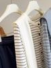Women's 2025 Spring/Autumn Striped Knitwear Set: Round Neck, Short, Loose-Fit Sweater & Base Shirt.