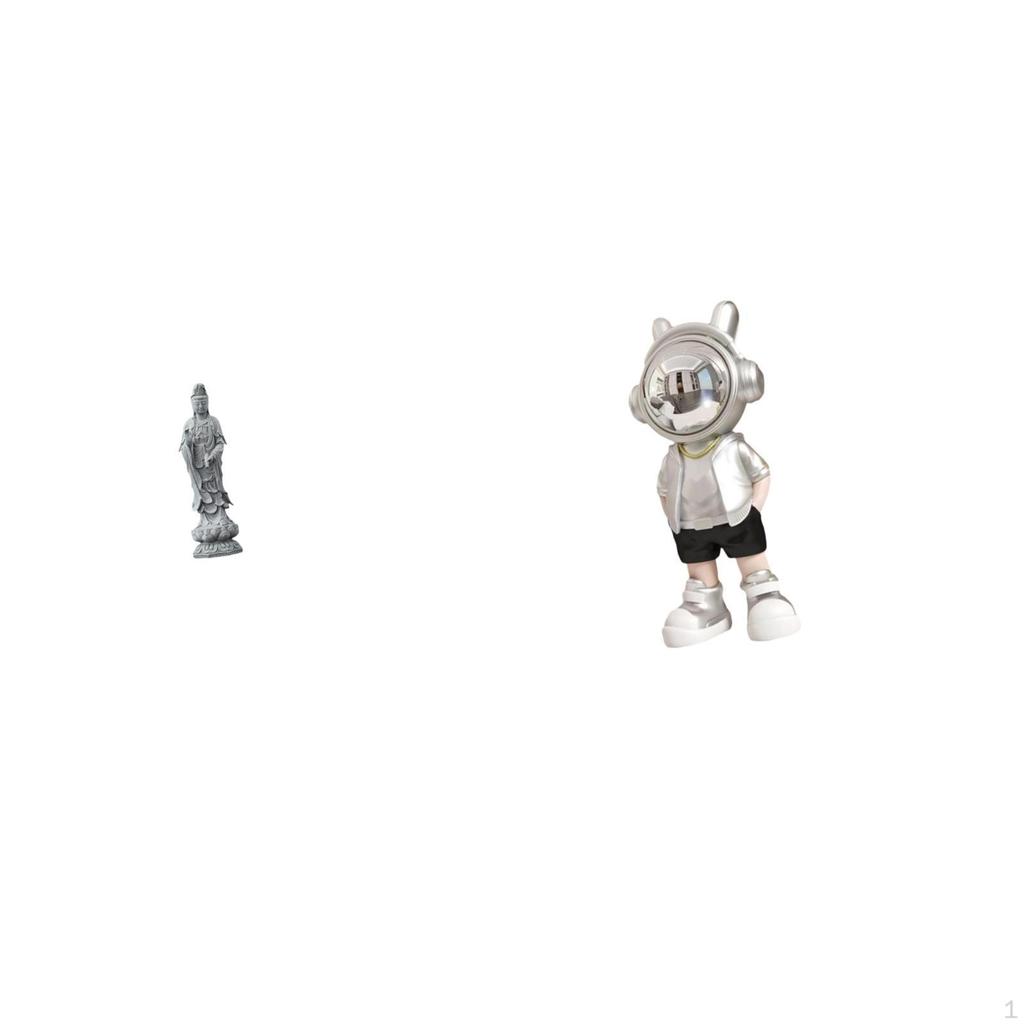 Guan Yin Astronaut Statue Stone Ornament Artwork Feng Shui Collection Chinese Female Buddha