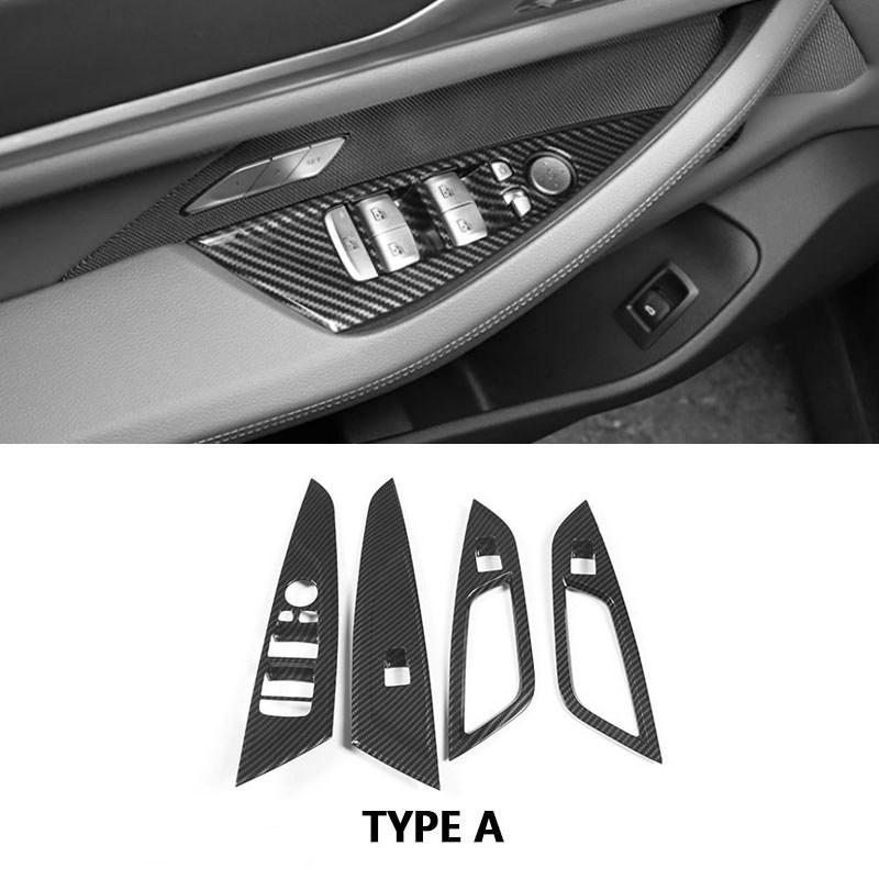 ABS Kolfibertextur Bil Innerdörr Fönsterhissknapp Skyddsram Trim För BMW 4-serie G22 G23 G26     Vänsterstyrd