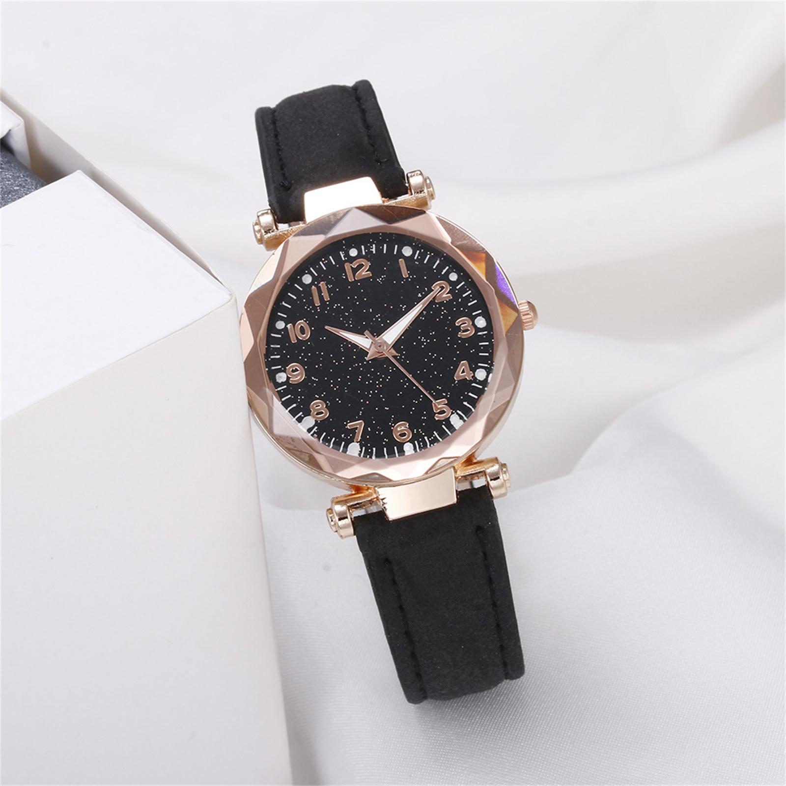 

Женские модные кожаные часы One Size чёрный