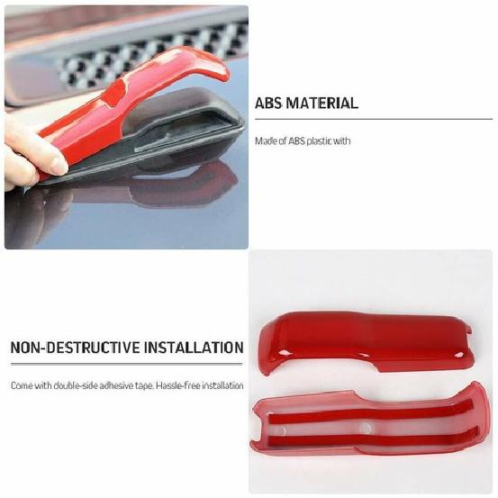 2x Hood Hinge Decoration Cover Trim Kit for Jeep Wrangler JL JLU 18+/JT 20+ Red