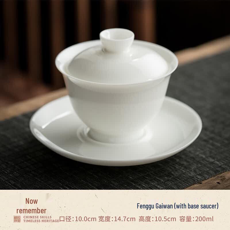 Jade-like White Dehua Porcelain Gaiwan Tea Set