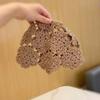 Handmade Knit Skullies Caps Solid Color Beanies Cap Ethnic Style Crochet Flower Hat  Ladies