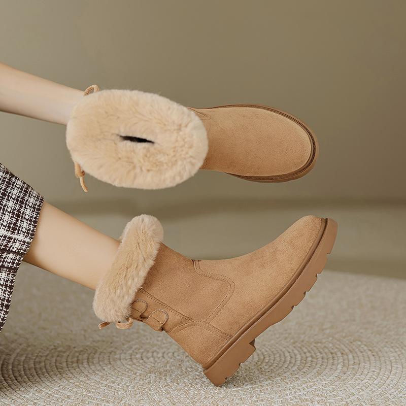Augustine Snow Boots Women's 2025 New Winter Short Tube Thick-soled Plush Thickened Fluffy Martin Boots Ins Tide