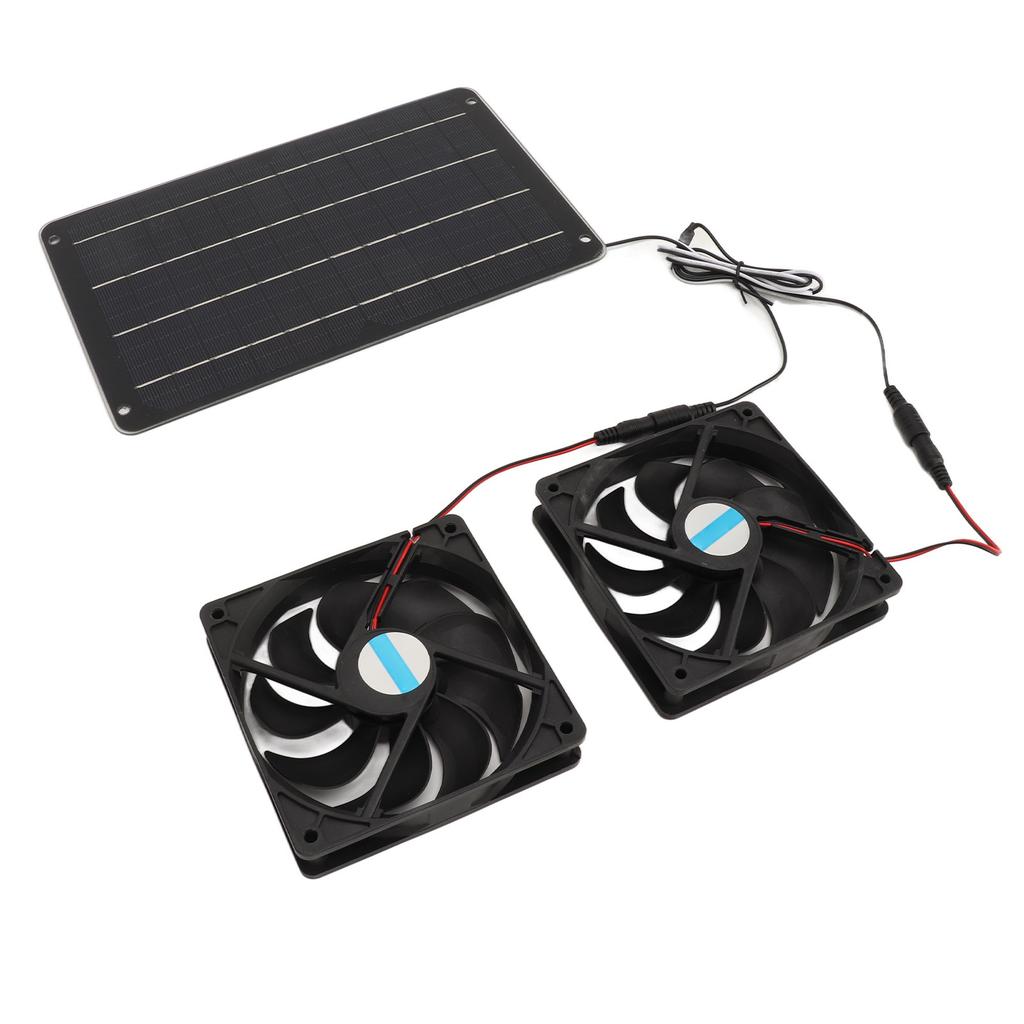 20W Solar Panel Fan Kit Heat Dissipation Ventilation Solar Powered Dual Fan with Switch for Chicken