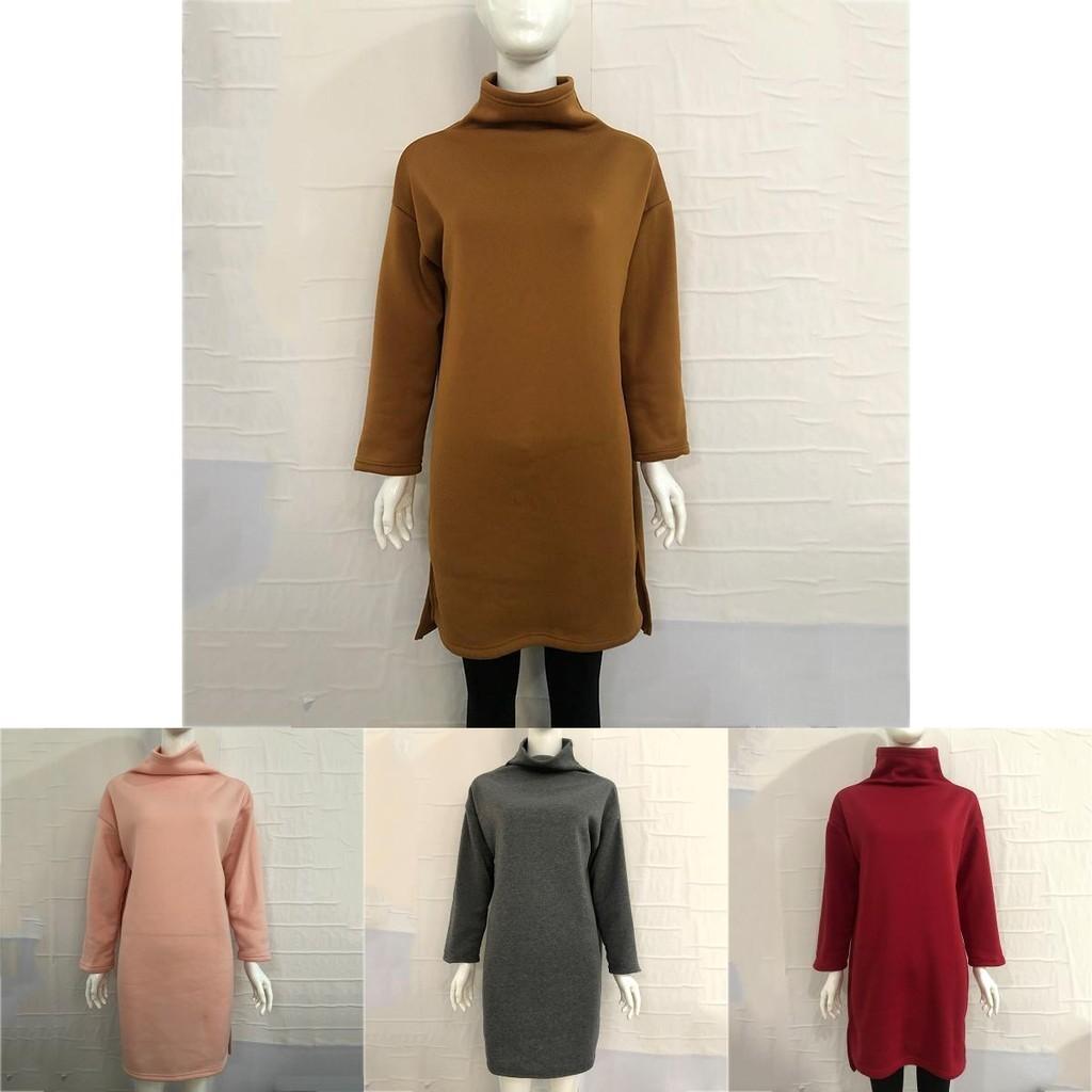 Damen Winter Lange Pullover Sweatshirts mit gemütlichem Rollkragen-Design und Schlitzsaum