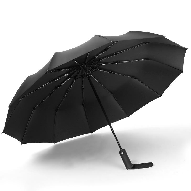 Automatic folding umbrella, sunscreen umbrella, men's twelve-bone three-fold double umbrella, weather and rain umbrella