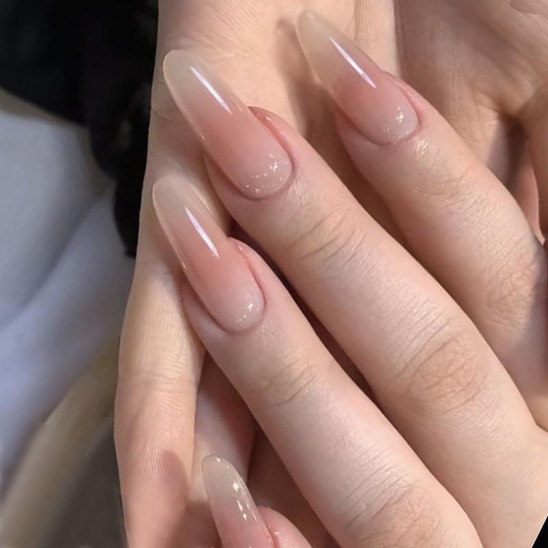 30Pcs Blush Color Fake Nails Removable False Nails Wearable Press On Fake Nails Nail Tips Nails Art Extension Tools