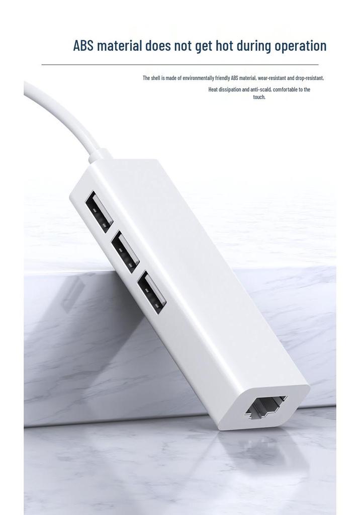 RJ45 Type-C To Ethernet USB 2.0 Hub, Driver-Free 100 Mbps Network Card Converter.