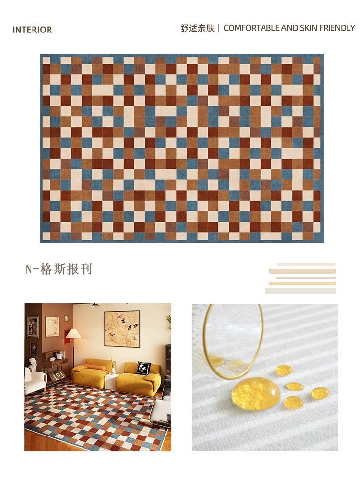 Plaid Retro Carpet Living Room Large Area Study Bedroom Bedside Soft Floor Mat Room Leisure Area Coffee Table Rug Tapis