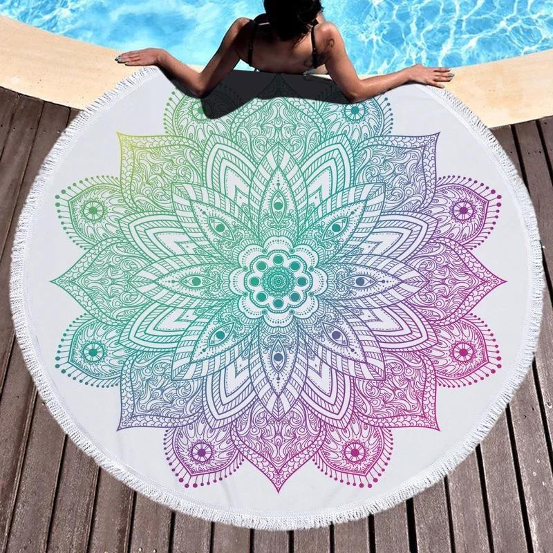Beach Leisure Resort Creative Beach Towel Microfiber Round Swimming Towel Mandala Yoga Mat Adult Large Round Bath Towel
