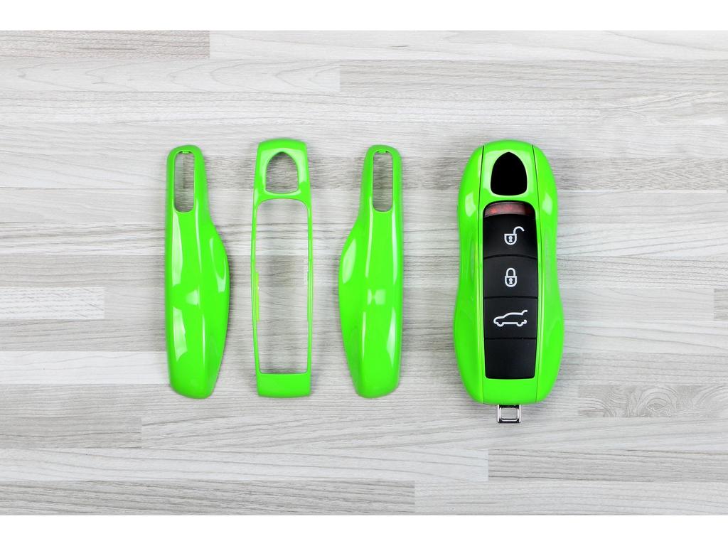 Porsche Lizardgrün Schlüsselhülle für Cayenne, Macan, 911, Panamera, 718, Taycan - Original-Autofarbe