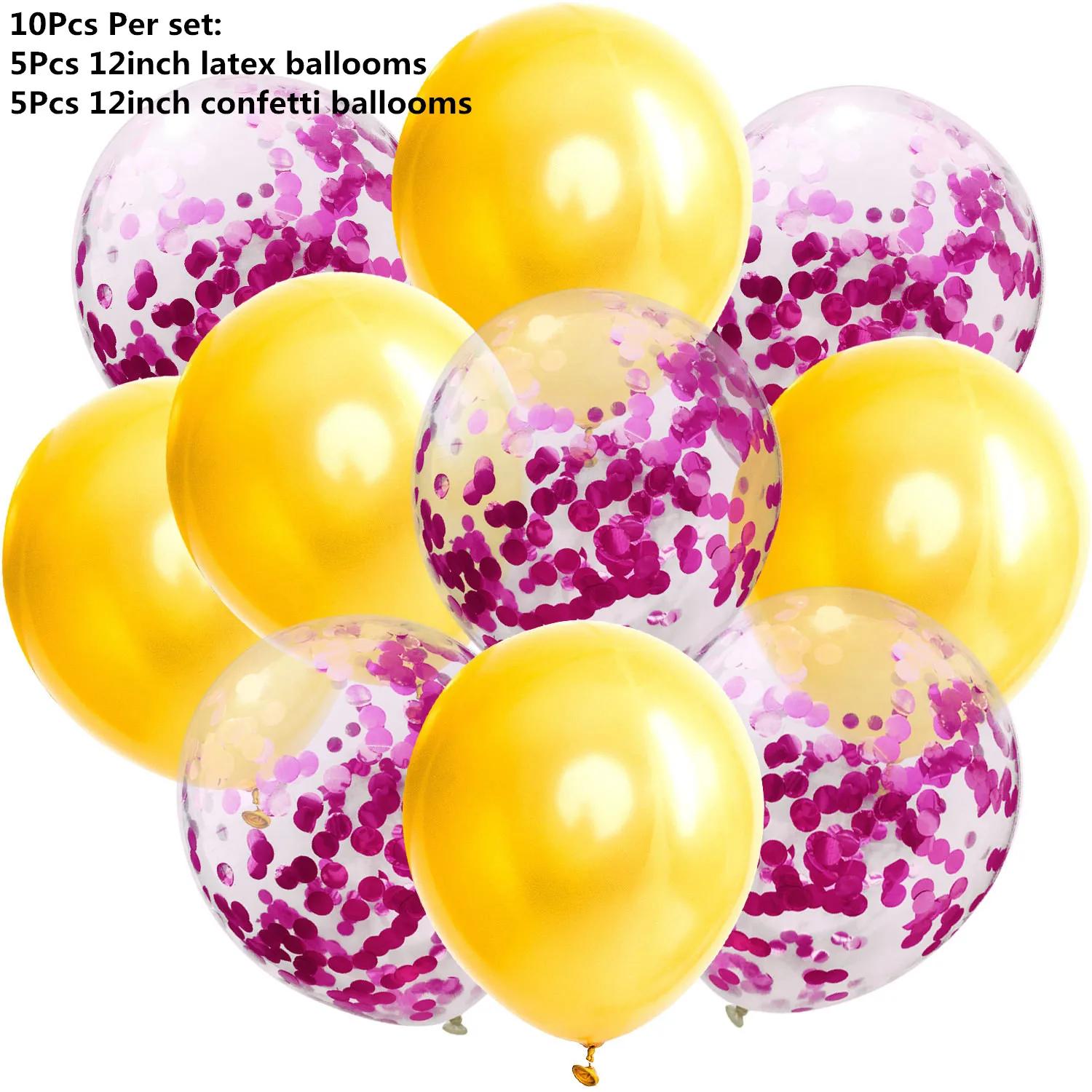 

10/14 шт. Микс из розовых розовых шаров, сердечек, звезд, розового золота, конфетти, шары для украшения дня рождения, детей, взрослых, воздушные шары, свадебные шары Other