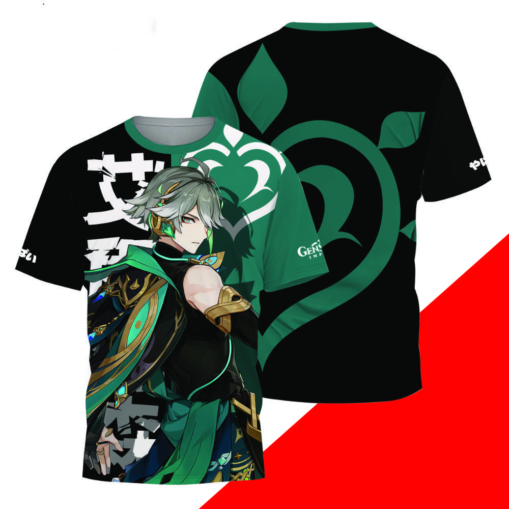 Spiel Genshin Impact Alle Rollen Cosplay T-Shirt 3D Raiden Shogun Druck Anime T-Shirts Sommer Herren Damen Harajuku Lässig Street Y2k Oberteile