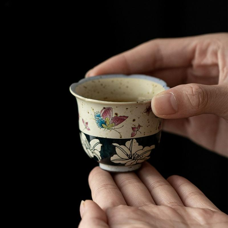Chinese Style Ceramic Tea Cup Handmade Vintage Pottery Tea Bowl Teaware Household Personal Master Teacup Teaset Meditation Mugs