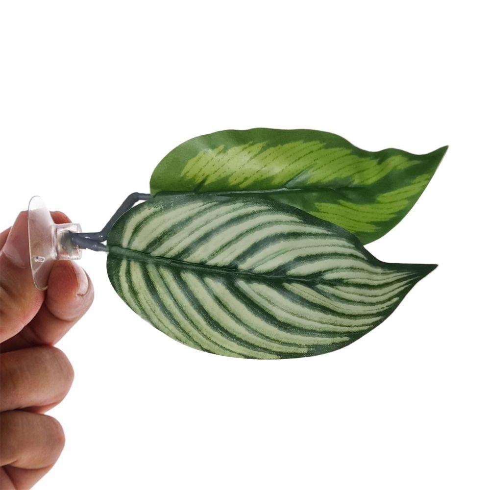 Simulated Aquarium Landscaping with Suction Cups Artificial Plants Betta Fish Rest Leaf Fish Tank