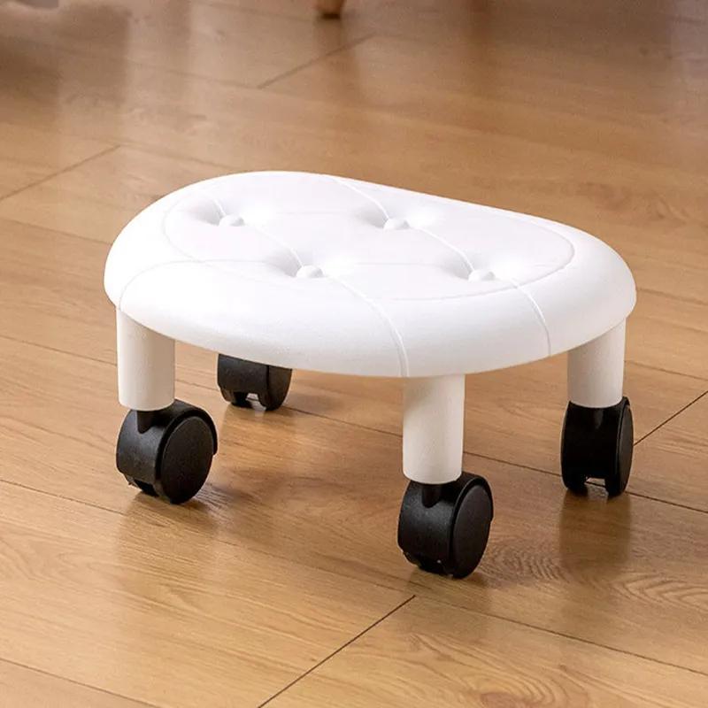 Imitatleder Hocker mit Rollen Modern und Schlicht Schlafzimmer Gartenarbeit Universalrad Kunststoffhocker Haushalt Wohnzimmer Mit Rädern Kleiner Hocker