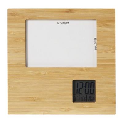Sasa Bamboo Photo Frame With Clock (Batteries Included)