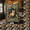 1pc Medieval Style Art Fox Blanket, Al Season Lightweigh Poster Blanket Home Office Outdoor Nap Multifunc Poster Blanketional Blanket
