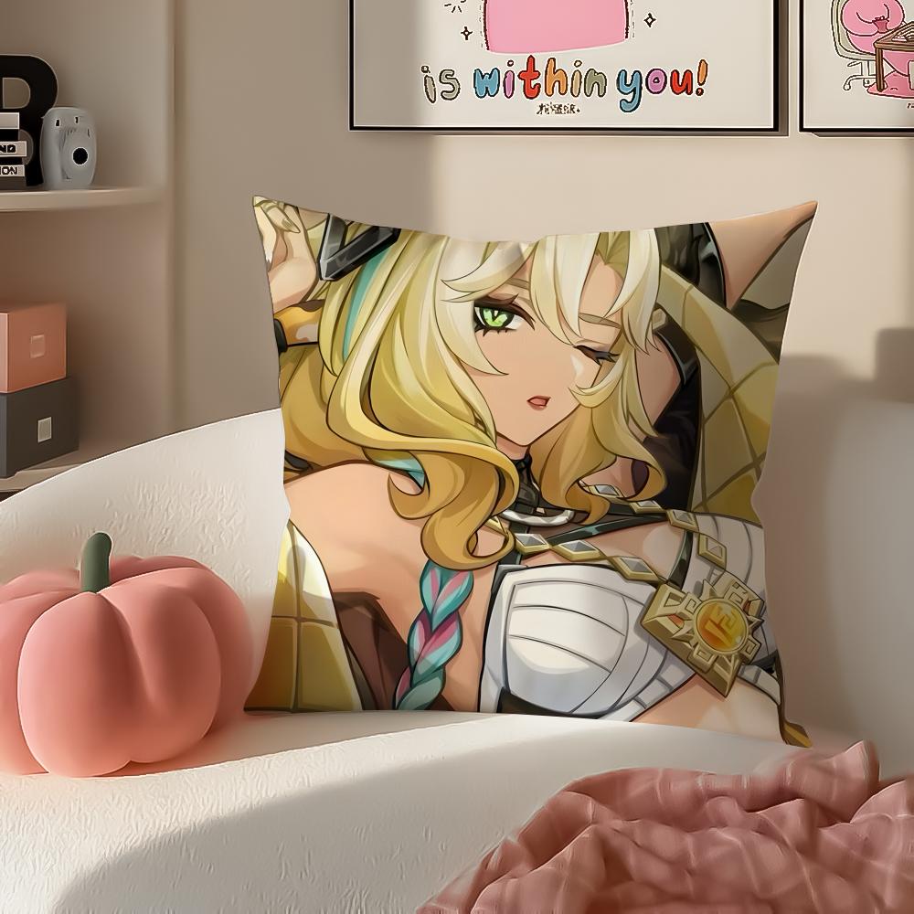 Game Genshin Xilonen Cushion Cover Pillowcase Short Plush Invisible zipper Room Sofa Cushion Cover