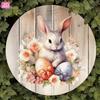 Metal Wall Art Easter Bunny Vintage Poster for Garden Decor