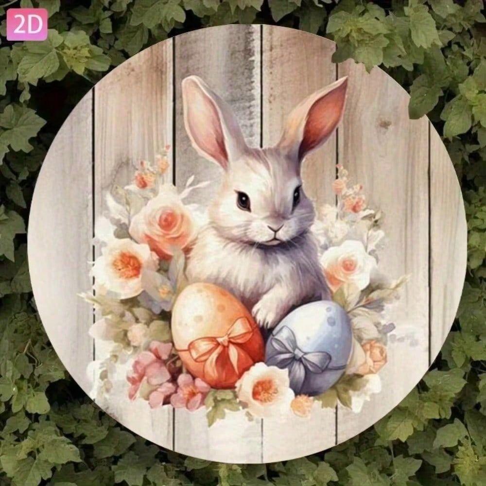 Metal Wall Art Easter Bunny Vintage Poster for Garden Decor