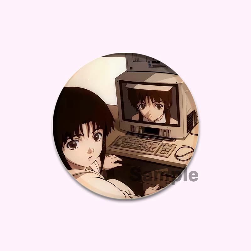 Anime Serial Experiments Lain 32/44/58mm Simple Button Pin Snap In Design Cartoon Brooches Daily Stylish Ornament Handmade Badge