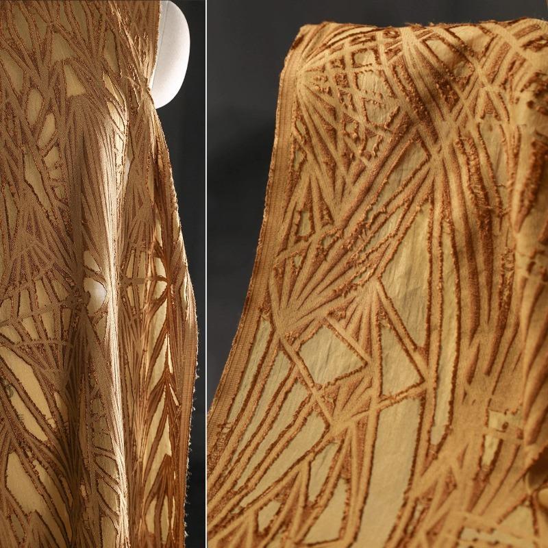 

Black/Yellow Geometric Irregularly Hollowed-out Embroidered Texture Fabric for Handmade DIY Wedding Dress Clothing Design Fabric 50x130cm жёлтый