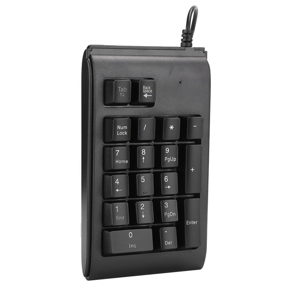 Backlit Keypad USB Wired Numeric 19‑Key Keyboard Mechanical Feel Tricolor Breathing Black(Black )