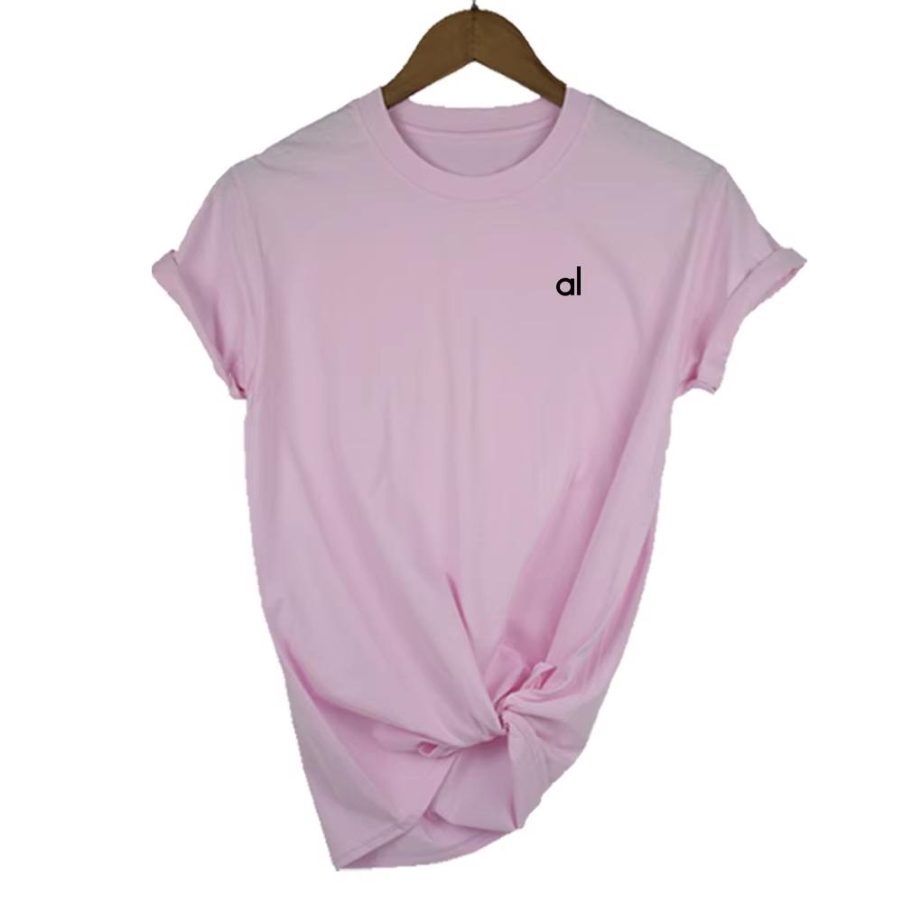 2025AL Sports Yoga T-shirt Women's Tees 100% Cotton Fashion Women Short Sleeve Brand Men Tees Summer Women Tops