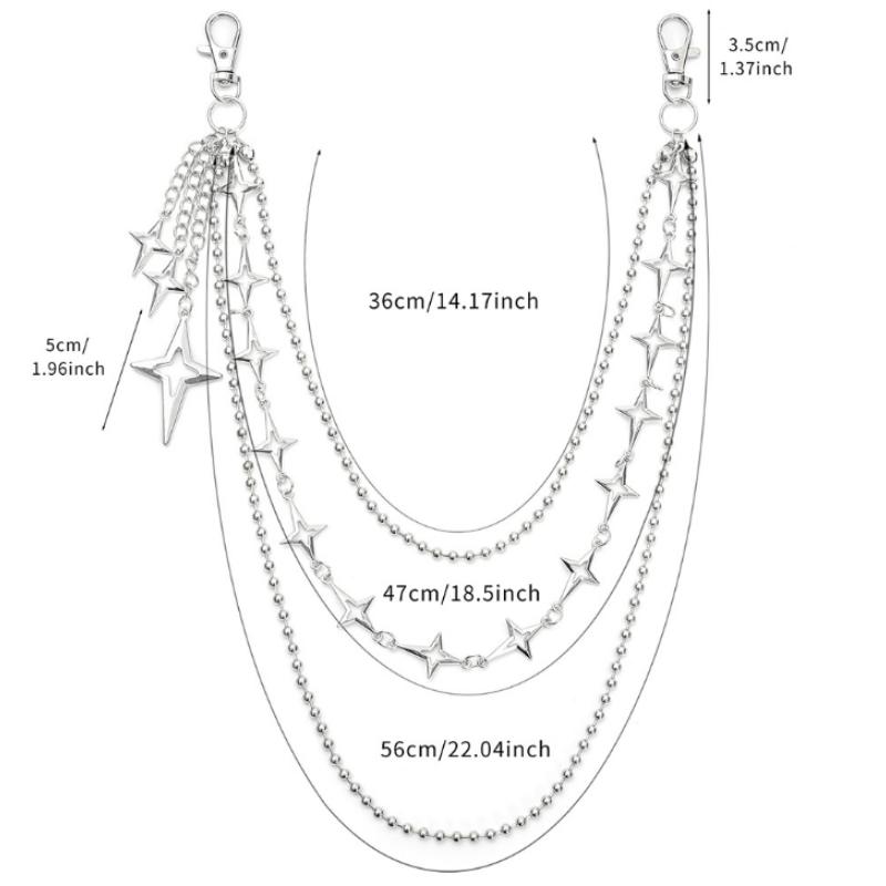 Retro Punk Rock Star Pants Waist Chain Men Women Jeans Chains Metal Sphere Pendant Keychain Accessory Jewelry Gift