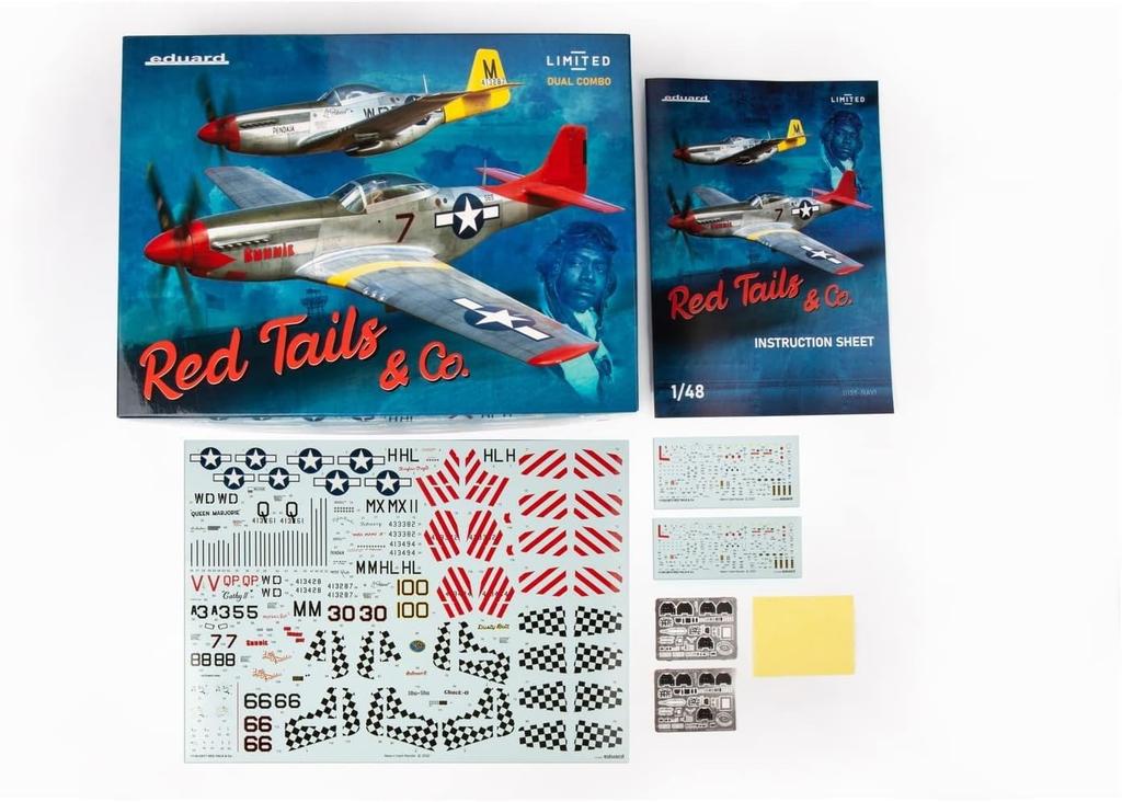 Eduard 1/48 Dual Combo Limited Edition U.S. Army Air Forces P-51D Red Tails Plastic Model Kit EDU11159 Molded In Color