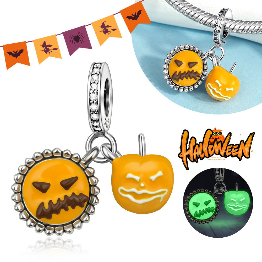 Copper Skull Black Demon Pumpkin Head Ghost Halloween Pendant Jewelry Beads Original Bracelet Boutique Charms Gift