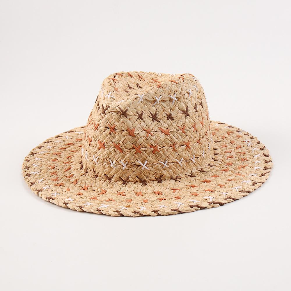 Spring Summer Fashion Striped Fedora for Women, Elegant Foldable Straw Sun Hat, Beach Vacation Accessory