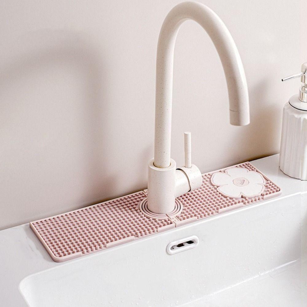 Silicone Faucet Drain Pad Splash Proof Anti-slip Sink Splash Guard Flexible Foldable Countertop Storage Tray Bathroom