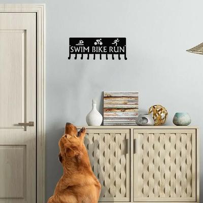 Triathlon Swim Bike Run Medal Hanger Rack Wall Mounted Hook Up Coat HangerIdeal for Triathlon Enthusiasts