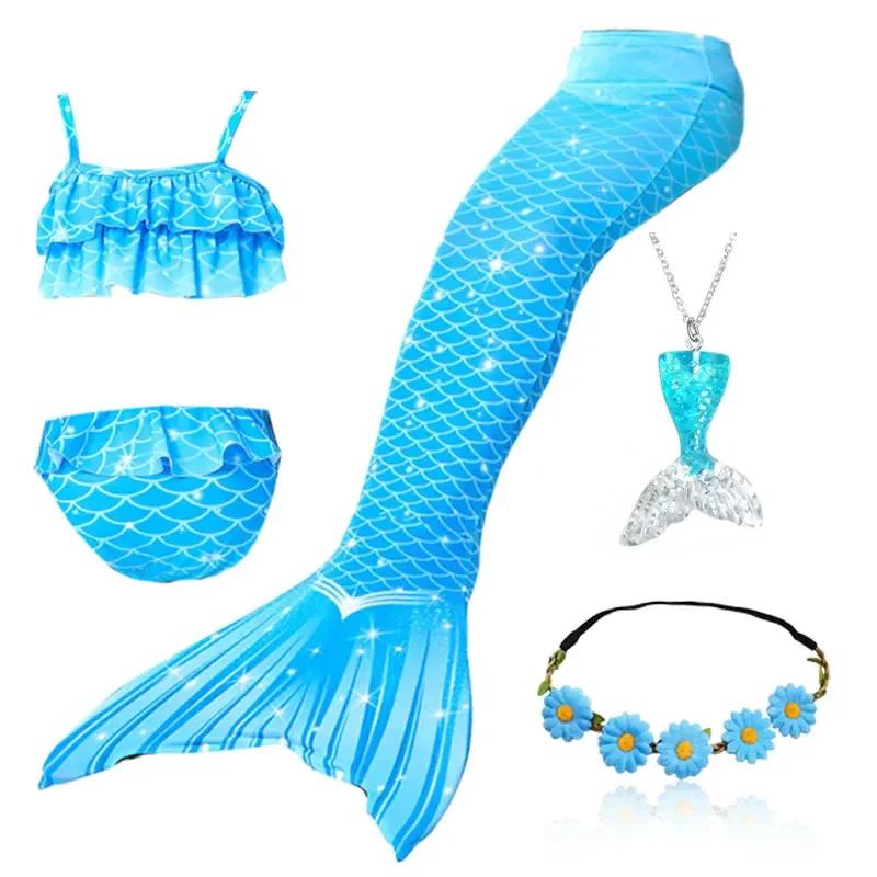 Dívky Ocas mořské panny do bazénu Plavky s ocasem mořské panny Bikini Plavky Halloweenský kostým Cosplay Lze přidat monoploutev