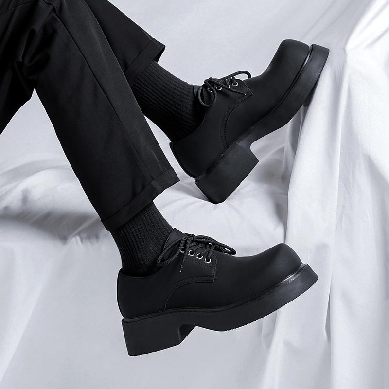 Fashion 2024 Japan Korean Streetwear Fashion Casual Square Toe Boots Shoes Male Black Punk Gothic Outdoor Leather Motorcycle Boots Shoe