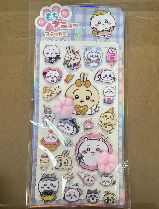 4pcsNew Jiyikawa Plush Pinch Happy Plush Adorable Cat Claw Stress Relief Decals Bubble Decals Phone Case Ornamental Decals