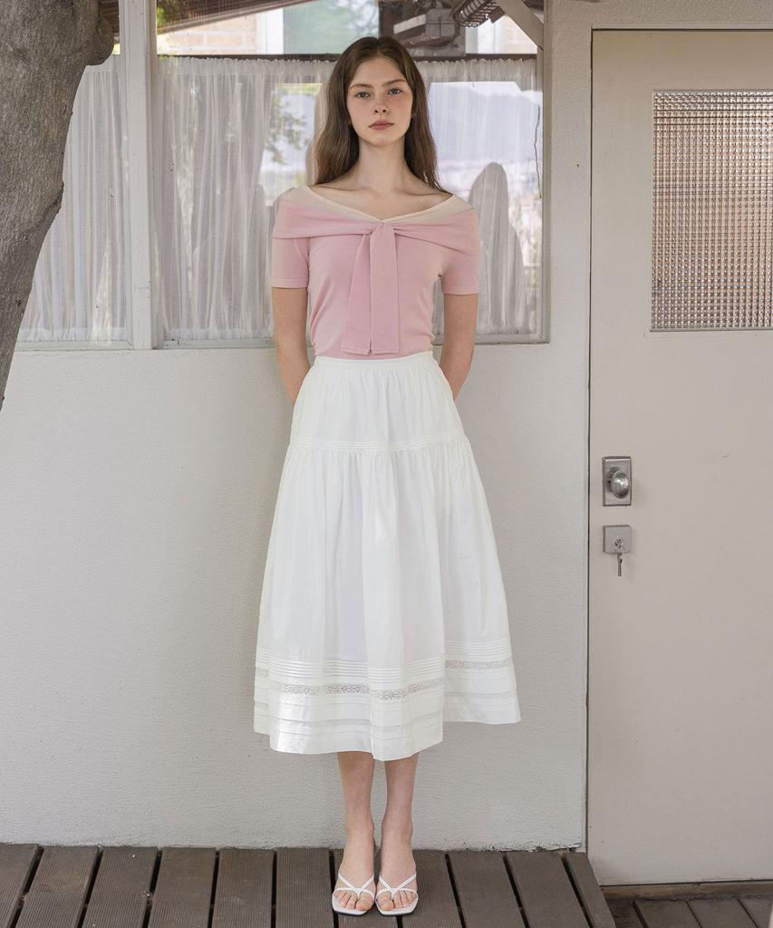 Rotre Domin Letter Lace White Skirt