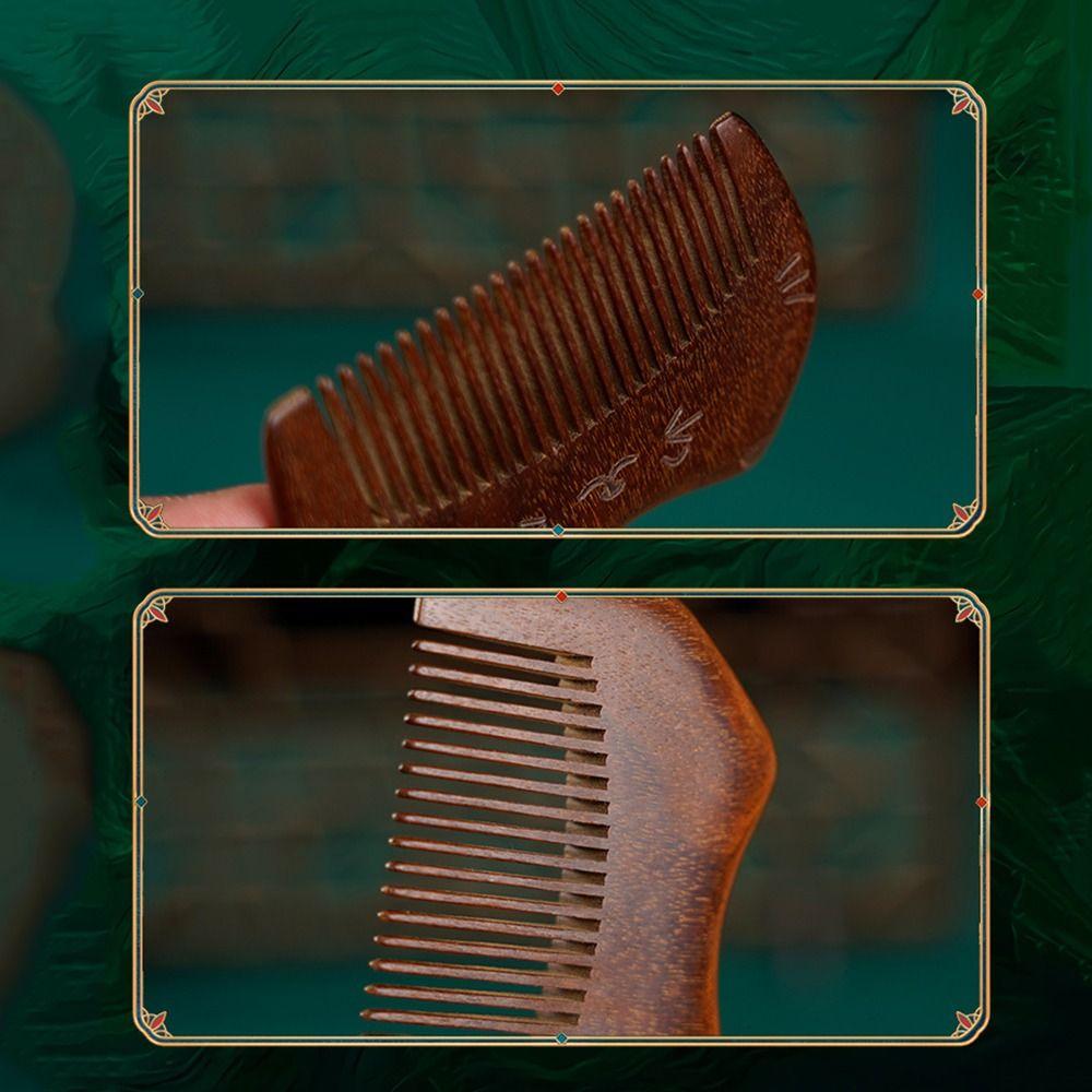 Kamm mit schmalen Zinken für Katzen, aus Holz, Kopfhautkamm, geschnitzte Designs, Meridian Gua Sha, Taschenkamm, Haarstyling-Werkzeuge