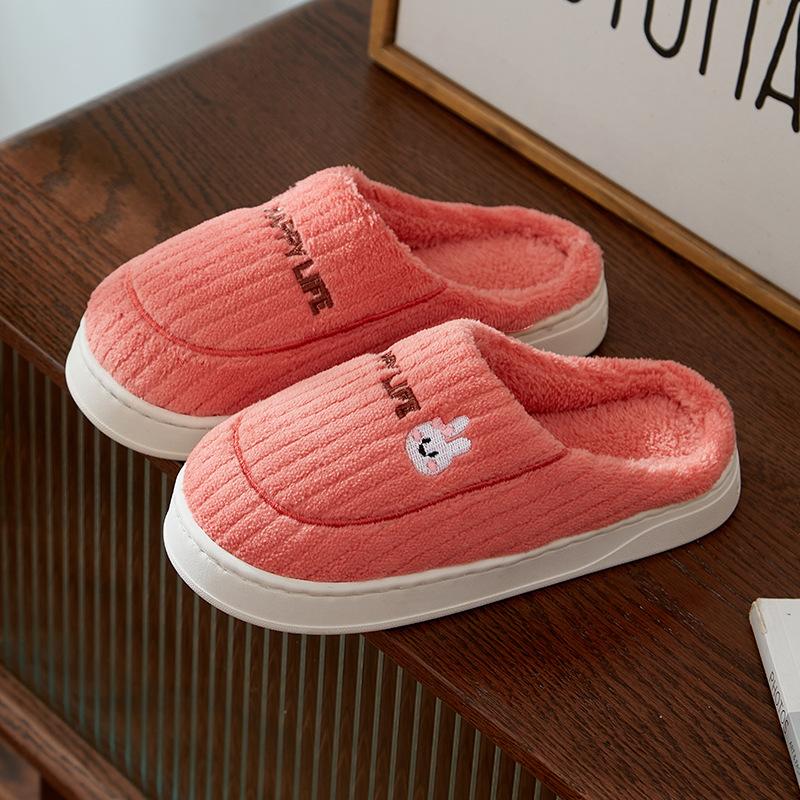 Cotton slippers women's indoor household thick-soled non-slip couple velvet warm bag head confinement shoes