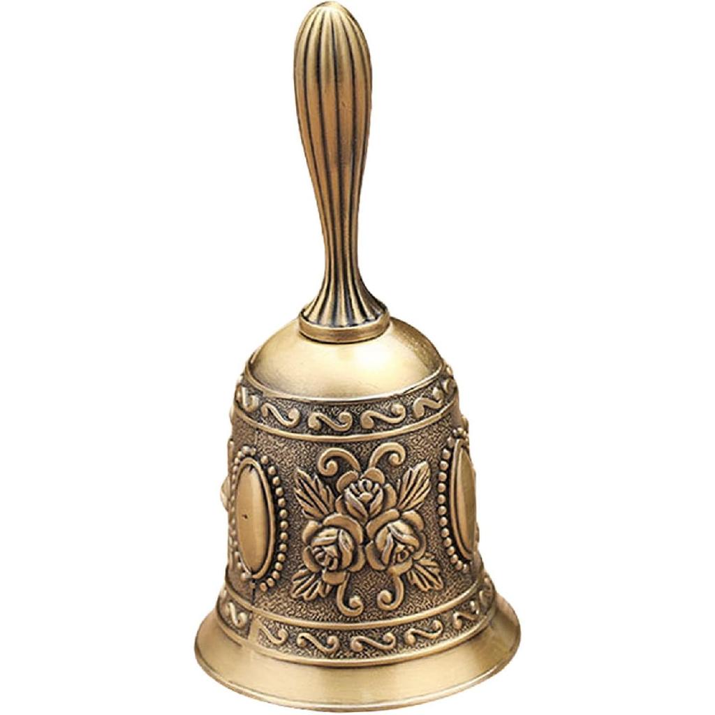 Hand Bell Call Bell,Loudly Sound Hand Call Bell Handbell Vintage Style Exquisite Engraved Hand Bell Hand Dinner Bell Multi Purpose Call Bell for