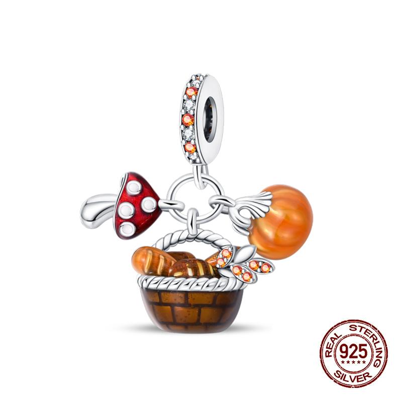 Autumn New Copper Brown Maple Leaf Pumpkin Bee Charms Bead Fit 3Mmoriginal Bracelets Diy Jewelry Warm Gift