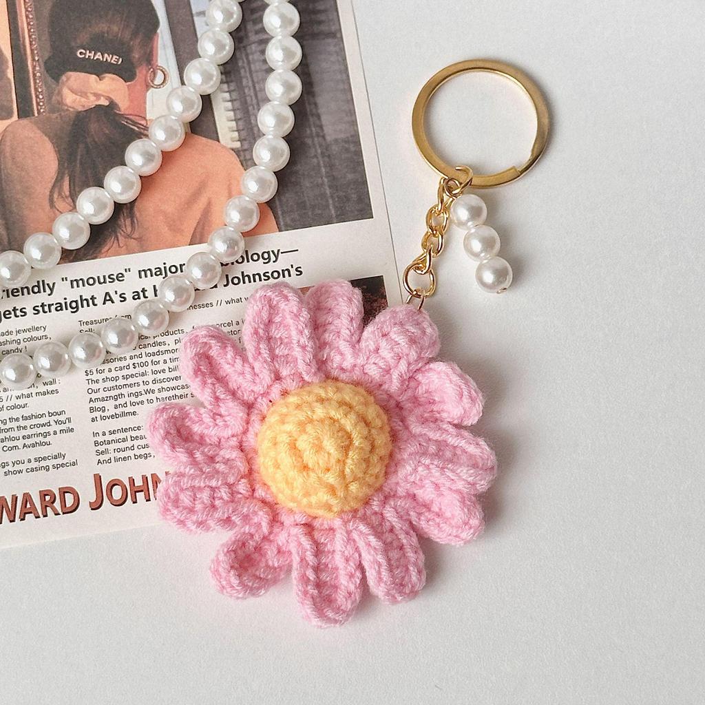 Handcrafted Crochet Daisy Keychain Pendant