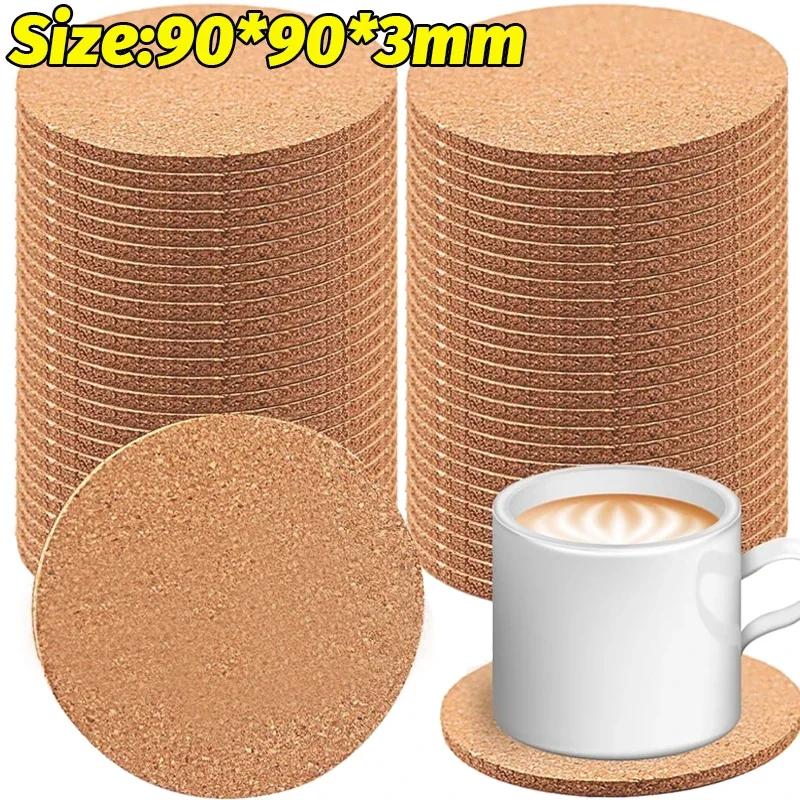 

1/50 шт. Коркові підставки для чашок Круглі Квадратні Абсорбуючі Термостійкі Підставки Багаторазові Підкладки для Кавових Чашок Напоїв Бар Кухня Декор Столу 50PCS